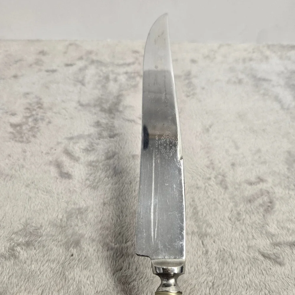 Vintage Royal Brand Sharp Cutter Stainless Steel Carving Knife Black Stag Handle